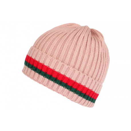 Bonnet Rose Rouge et Vert Tendance en Laine Doublure Polaire Luzzi BONNETS Nyls Création