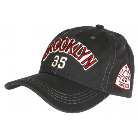 Casquette Brooklyn Grise et Rouge World Vintage Baseball CASQUETTES Nyls Création