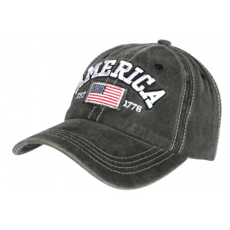 Casquette America Grise Drapeau USA Vintage Baseball CASQUETTES Nyls Création