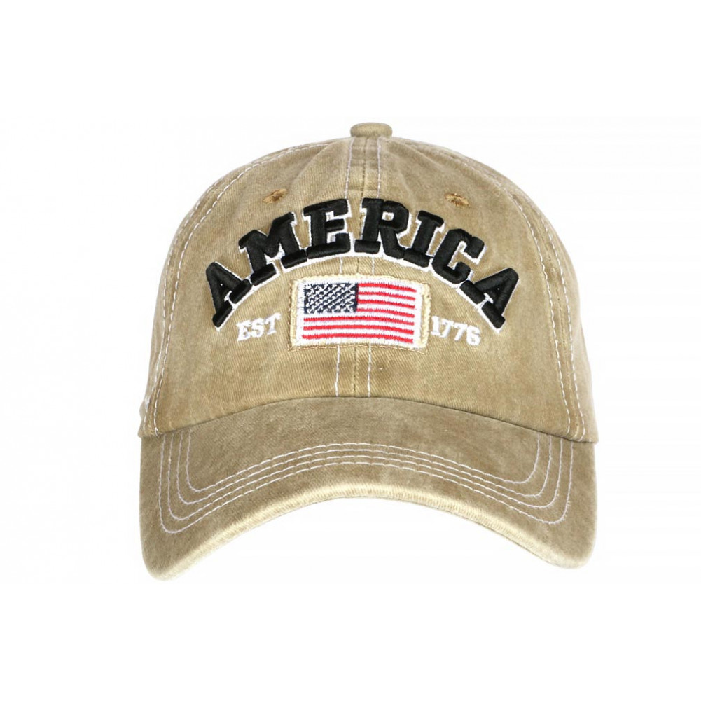 Casquette Baseball America Beige, Casquette USA Rétro USA livré 48h!