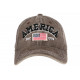 Casquette America Marron Drapeau USA Vintage Baseball CASQUETTES Nyls Création