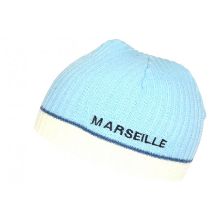 Bonnet Marseille Bleu Provence et Blanc en Laine BONNETS Nyls Création