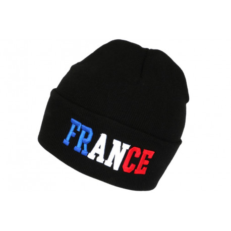 Bonnet France Noir laine, Bonnet drapeau français pas cher livré 48h!