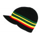 Bonnet Casquette Rasta Noir et Jaune en Laine Jamaique BONNETS Nyls Création