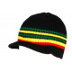 Bonnet Casquette Rasta Noir et Jaune en Laine Jamaique BONNETS Nyls Création