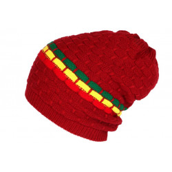 Bonnet Rasta Rouge Long Oversize en Laine Tendance Ben BONNETS Nyls Création