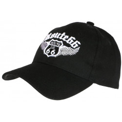 Casquette Route 66 Noire Aigle Blanc Baseball Biker CASQUETTES Nyls Création