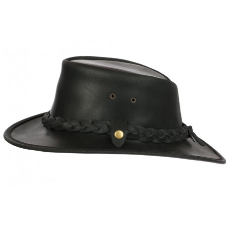 Chapeau Cuir Noir Australien Traveller Winton Aussie Apparel CHAPEAUX Aussie Apparel