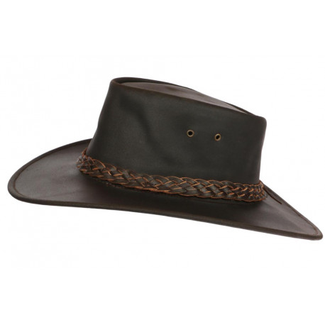 Grand chapeau Cuir Huile Marron Australien Terry Aussie Apparel CHAPEAUX Aussie Apparel