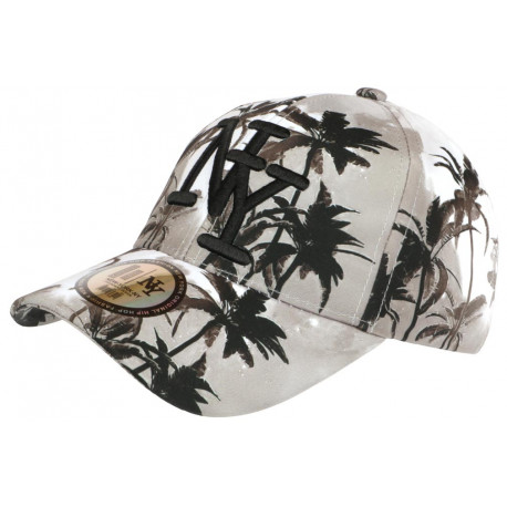 Casquette NY Grise et Blanche Palmier Exotique Sunrise Baseball CASQUETTES Hip Hop Honour