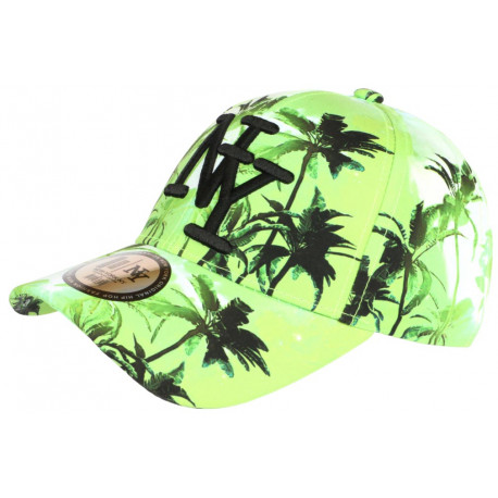 Casquette NY Verte et Blanche Palmier Exotique Sunrise Baseball CASQUETTES Hip Hop Honour