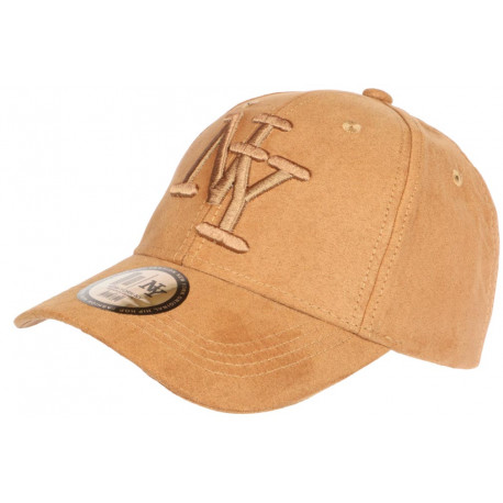 Casquette NY Daim Camel Classe et Tendance Visiere Baseball Utchy CASQUETTES Hip Hop Honour