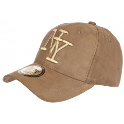 Casquette NY Daim Marron Taupe Classe Visiere Baseball Utchy CASQUETTES Hip Hop Honour