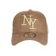 Casquette NY Daim Marron Taupe Classe Visiere Baseball Utchy CASQUETTES Hip Hop Honour