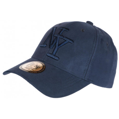 Casquette NY Daim Bleue Marine Tendance Visiere Baseball Utchy CASQUETTES Hip Hop Honour