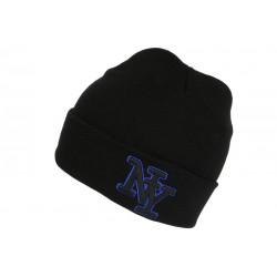 Bonnet NY Noir et Bleu en Laine Broderie 3D Fashion Farzy BONNETS Hip Hop Honour