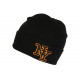 Bonnet NY Noir et Orange en Laine Broderie 3D Fashion Farzy BONNETS Hip Hop Honour