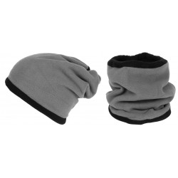 Bonnet Tube Snood Gris Polaire Réversible Noir Kosd BONNETS Nyls Création