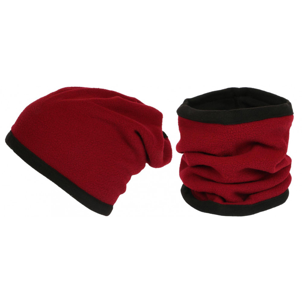 Bonnet tube rouge en polaire mode, bonnet snood homme femme livré 48h!