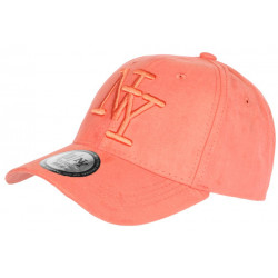 Casquette NY Daim Orange Corail Tendance Visiere Baseball Utchy CASQUETTES Hip Hop Honour