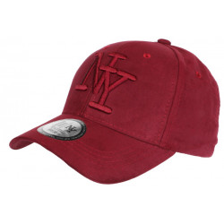 Casquette NY Daim Rouge Tendance et Classe Visiere Baseball Utchy CASQUETTES Hip Hop Honour