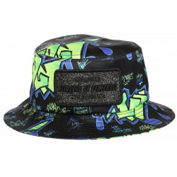 Chapeau Bob Plata o Plomo Vert Fluo et Noir Strass Streetwear Colombia BOB SKR