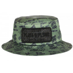 Chapeau Bob Plata o Plomo Vert et Noir Strass Streetwear Colombia BOB SKR