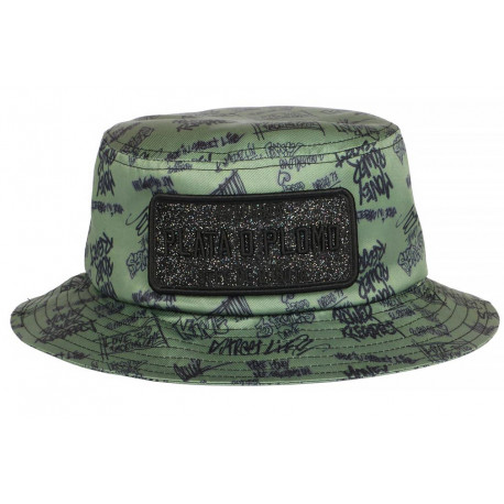 Chapeau Bob Plata o Plomo Vert et Noir Strass Streetwear Colombia BOB SKR