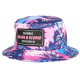 Chapeau Bob Plata o Plomo Rose Bleu Strass Tropical Palmiers BOB SKR