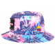 Chapeau Bob Plata o Plomo Rose Bleu Strass Tropical Palmiers BOB SKR