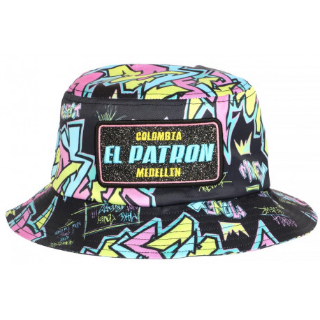 Chapeau Bob El Patron Bleu et Noir Strass Streetwear Colombia BOB SKR