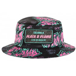 Chapeau Bob El Patron Rose et Bleu Strass Streetwear Colombia BOB SKR