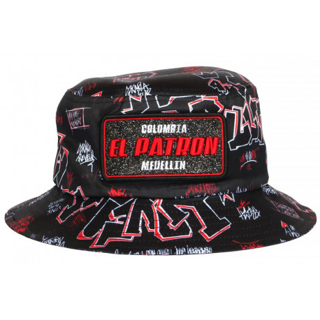 Chapeau Bob El Patron Rouge et Noir Strass Streetwear Colombia BOB SKR