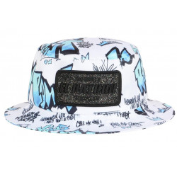 Chapeau Bob El Patron Blanc et Bleu Strass Streetwear Colombia BOB SKR