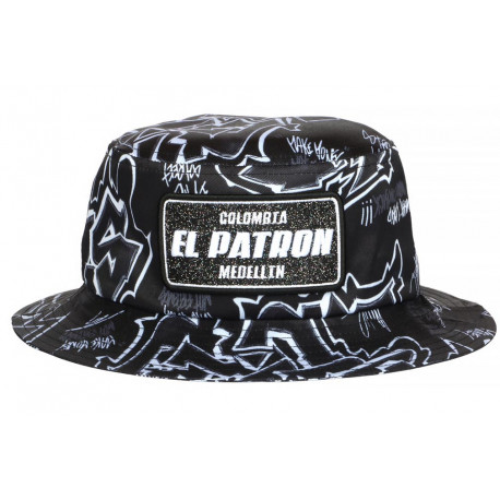 Chapeau Bob El Patron Noir et Blanc Strass Streetwear Colombia BOB SKR