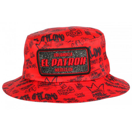 Chapeau Bob El Patron Rouge Noir Streetwear Strass Medellin BOB SKR