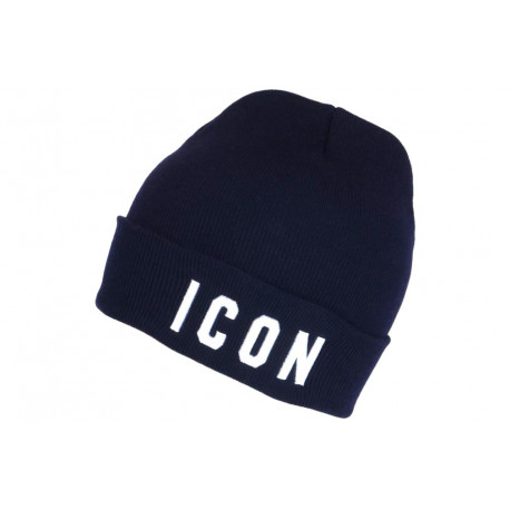 Bonnet Icon Bleu et Blanc en Laine Broderie 3D Classe Staary BONNETS Hip Hop Honour