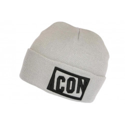 Bonnet Icon Gris et Noir Fashion en Laine Brode 3D Starry BONNETS Hip Hop Honour