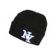 Bonnet NY Noir et Bleu en Laine Brode 3D Tendance Farzy BONNETS Hip Hop Honour