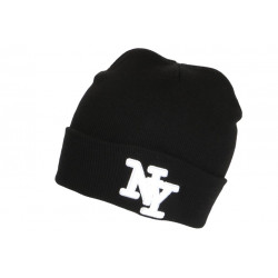 Bonnet NY Noir et Blanc en Laine Brode 3D Tendance Farzy BONNETS Hip Hop Honour