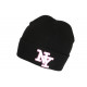 Bonnet NY Noir et Rose en Laine Brode 3D Tendance Farzy BONNETS Hip Hop Honour