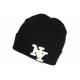 Bonnet NY Noir et Dore en Laine Brode 3D Tendance Farzy BONNETS Hip Hop Honour