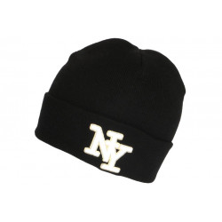 Bonnet NY Noir et Dore en Laine Brode 3D Tendance Farzy BONNETS Hip Hop Honour