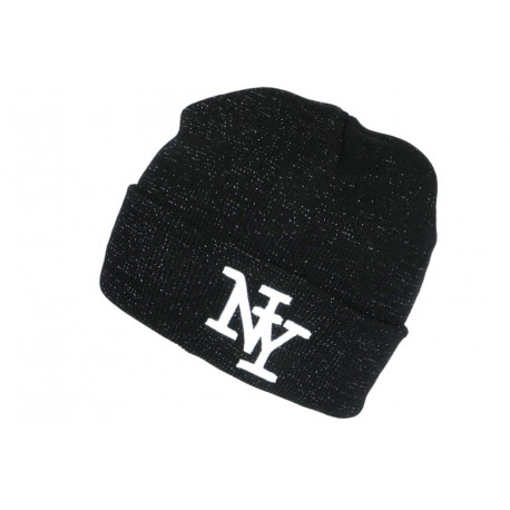 Bonnet NY Argent et Noir Fashion Laine Chaude Newyk BONNETS Hip Hop Honour