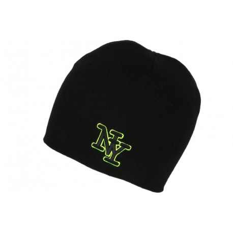 Bonnet NY Jaune Fluo et Noir Tendance en Laine Chaude Newyo BONNETS Hip Hop Honour