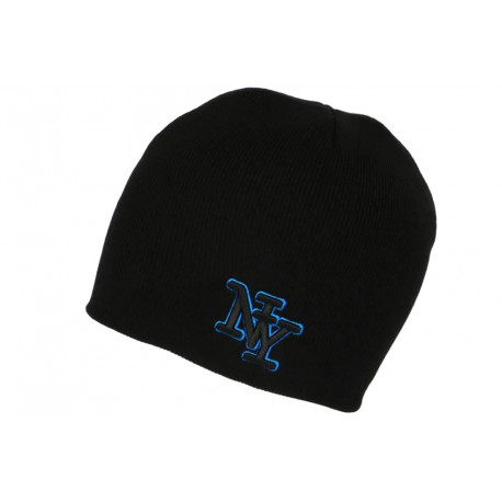 Bonnet NY Bleu Ciel et Noir Tendance Laine Chaude Newyo BONNETS Hip Hop Honour