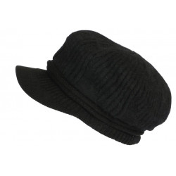 Bonnet Casquette Femme Noir Beret Angora Classe Hiva BONNETS Nyls Création