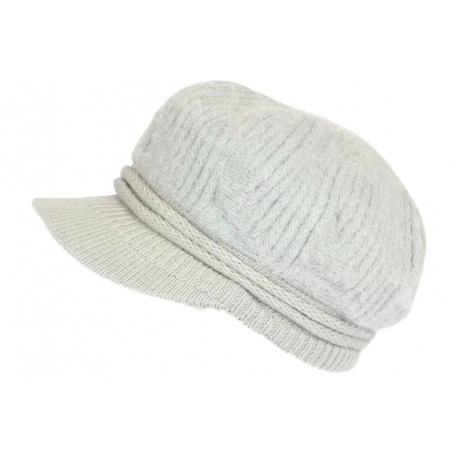 Bonnet Casquette Femme Gris Beret Angora Classe Hiva BONNETS Nyls Création