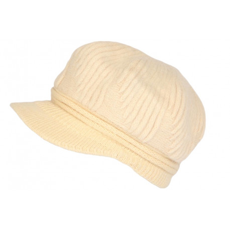 Bonnet Casquette Femme Beige Beret Angora Classe Hiva BONNETS Nyls Création