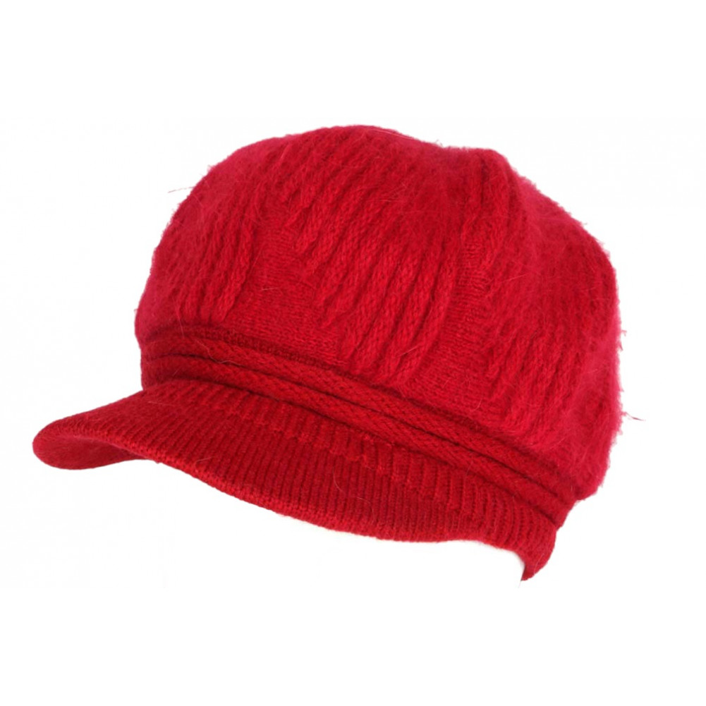 New chapeau bonnet bibi femme rouge angora laine très chaud ZA2CATS